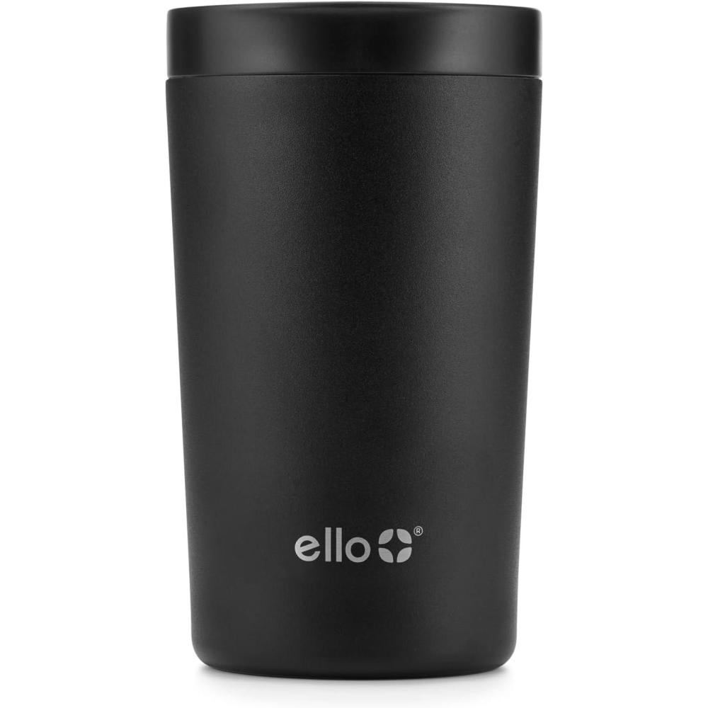 imageEllo Jones 11oz Insulated Stainless Steel Travel Mug with LeakProof Slider Lid Single Serve Small Coffee Tumbler Keeps Drinks Hot 3 Hours Cold 8 Hours BPAFree Beige GinghamBlack
