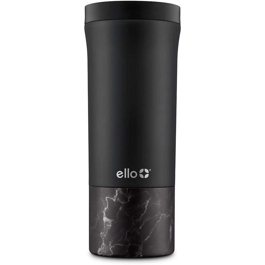 imageEllo Miri 16oz Vacuum Insulated Stainless Steel Travel Mug LeakProof Slider Lid Keeps Hot for 5 Hours Perfect for Coffee or Tea BPAFree Fits Most Cupholders Holiday Gift SpeckleBlack Marble