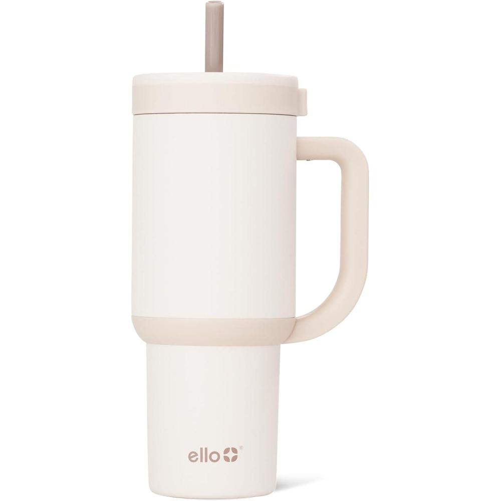 imageEllo Oasis 30 oz Tumbler with Handle ampamp Retracting Straw  Reusable Insulated Stainless Steel Cup 100 Leakproof Gifts for Teens Women Men  Keeps cold for 24 Hours Cup Holder Friendly Sunrise GlowCream Tonal