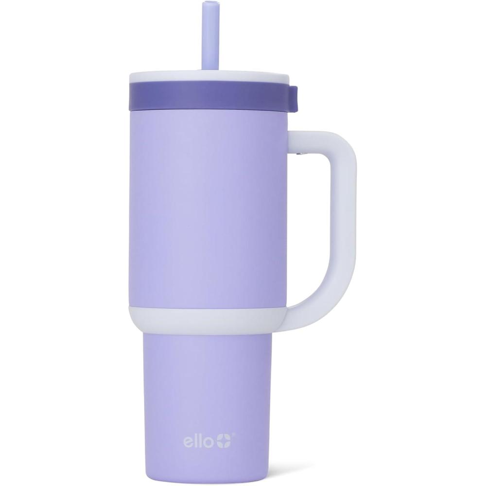 imageEllo Oasis 30 oz Tumbler with Handle ampamp Retracting Straw Reusable Insulated Stainless Steel Cup 100 Leakproof Gifts for Teens Women Men Keeps cold for 24 Hours Cup Holder Friendly Sunrise GlowTwilight Blush