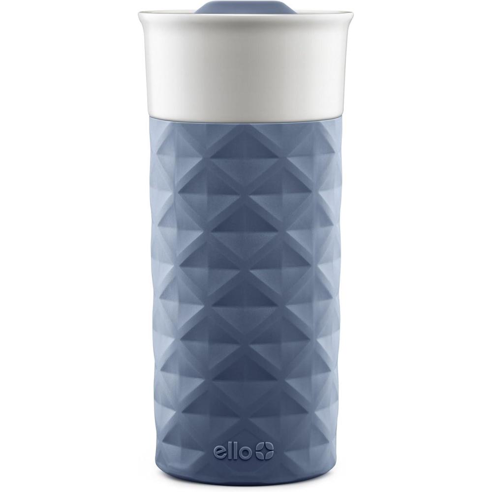 imageEllo Ogden 16oz Ceramic Travel Mug with SplashResistant Slider Lid and Protective Silicone Sleeve Perfect for Coffee or Tea BPAFree Dishwasher SafeEvening Blue