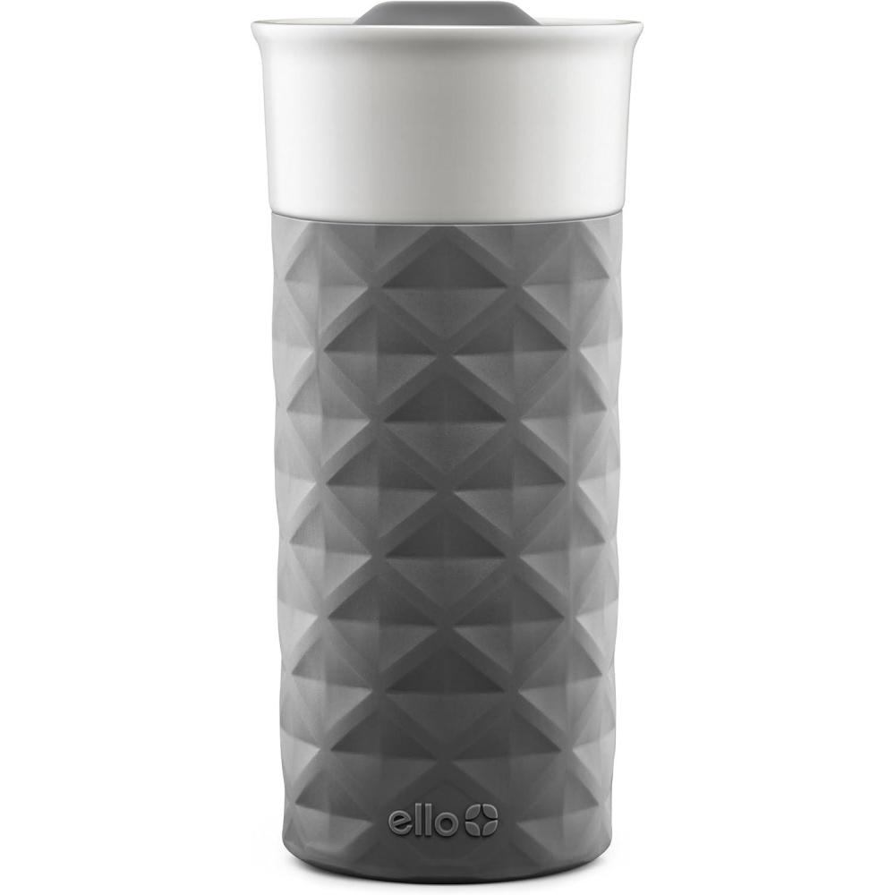 imageEllo Ogden 16oz Ceramic Travel Mug with SplashResistant Slider Lid and Protective Silicone Sleeve Perfect for Coffee or Tea BPAFree Dishwasher SafeGray