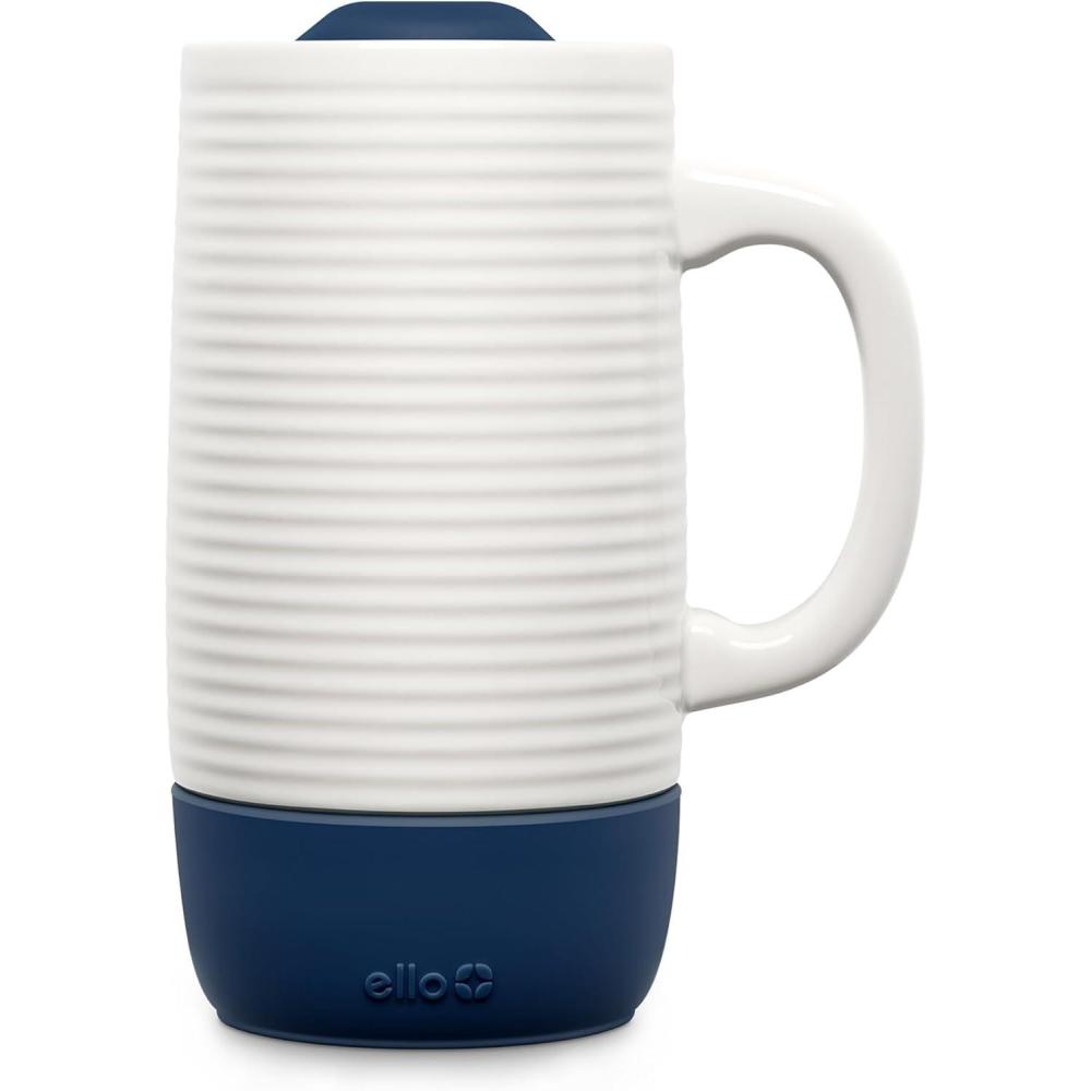 imageEllo Ogden 16oz Ceramic Travel Mug with SplashResistant Slider Lid and Protective Silicone Sleeve Perfect for Coffee or Tea BPAFree Dishwasher SafeMidnight