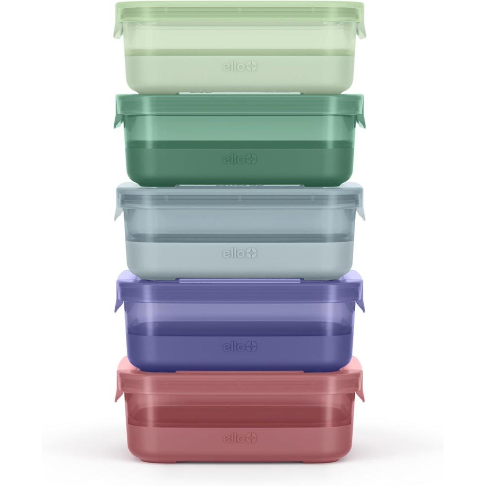imageEllo Plastic Meal Prep Set BPA Free Plastic Food Storage Container with Silicone Boot and Airtight Lids Dishwasher Microwave and Freezer Safe37 Cup Meal Prep Everest