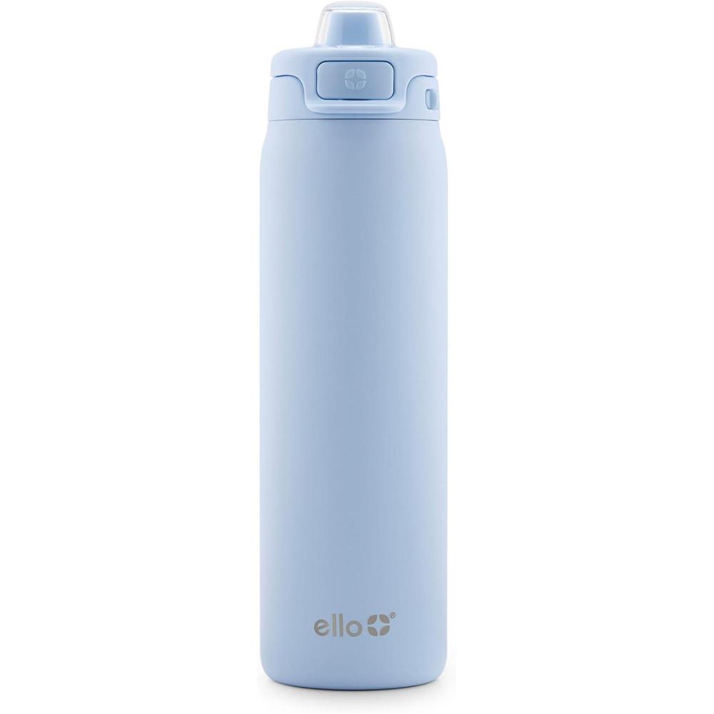 imageEllo Pop ampamp Fill Stainless Steel Water Bottle with Quick Fill Technology Double Walled Vacuum Insulated Metal Leak Proof Locking Lid Sip ampamp Chug BPA Free Holiday Gift for Him Her 22oz 32oz 40ozHalogen Blue