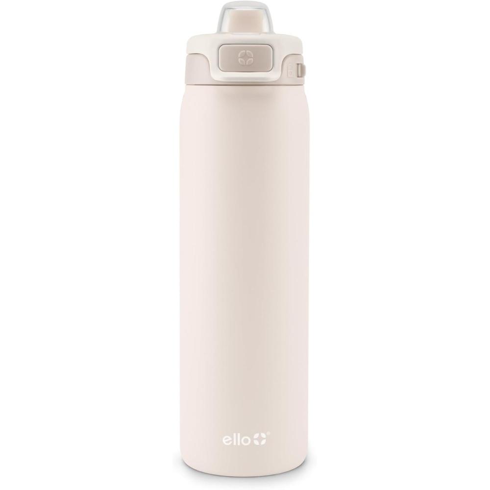 imageEllo Pop ampamp Fill Stainless Steel Water Bottle with Quick Fill Technology Double Walled Vacuum Insulated Metal Leak Proof Locking Lid Sip ampamp Chug BPA Free Holiday Gift for Him Her 22oz 32oz 40ozTonal Cream