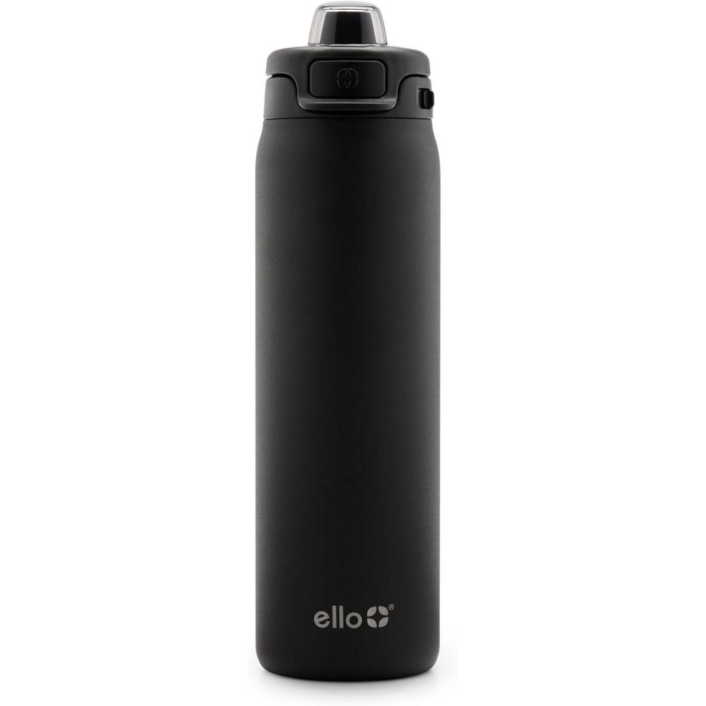imageEllo Pop ampamp Fill Stainless Steel Water Bottle with Quick Fill Technology Double Walled Vacuum Insulated Metal Leak Proof Locking Lid Sip ampamp Chug BPA Free Holiday Gift for Him Her 22oz 32oz 40ozBlack