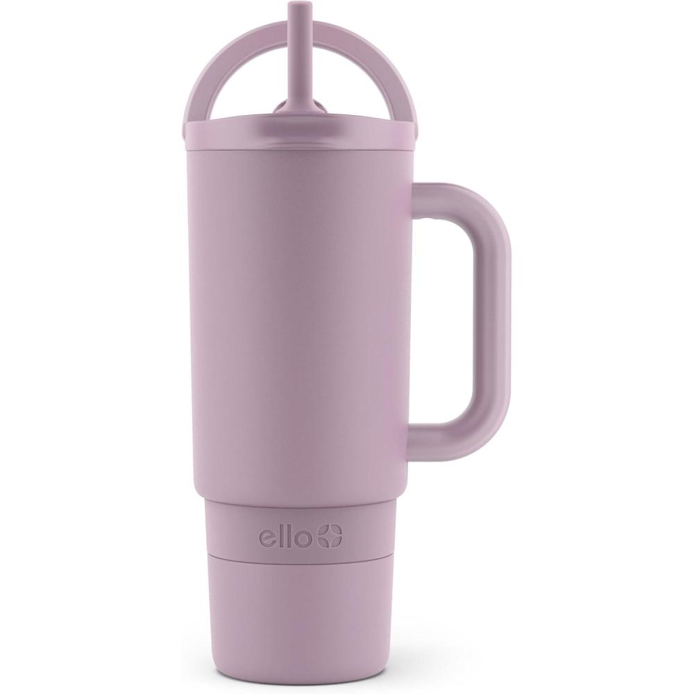 imageEllo Port 40oz Tumbler with Carry Loop ampamp Integrated Handle Vacuum Insulated Stainless Steel Reusable Water Bottle Travel Mug with Leak Proof Lid ampamp Straw Perfect for Iced Coffee ampamp Tea SageMauve