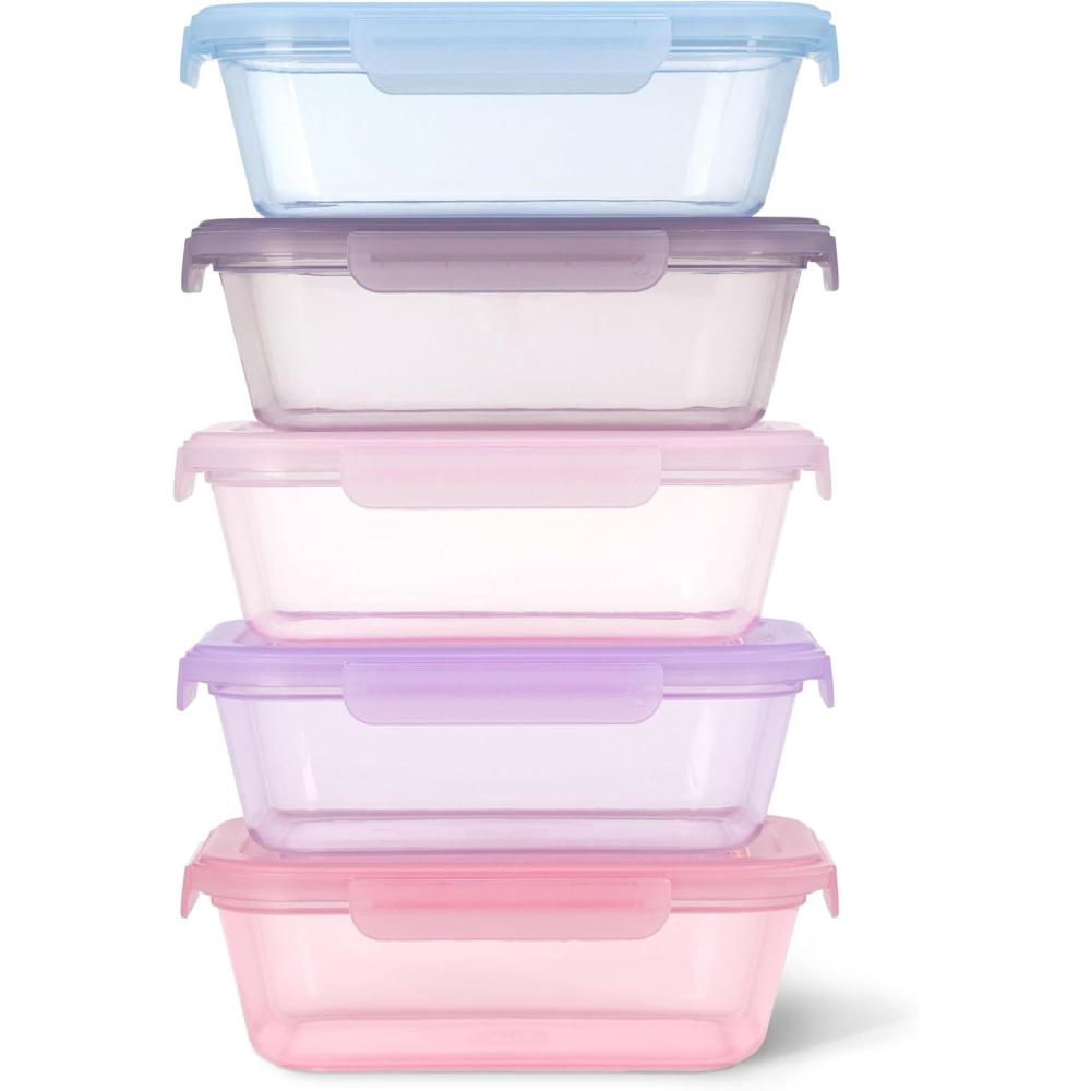 imageEllo Snap ampamp Nest 10Piece 45 Cup Plastic Meal Prep Set Reusable Food Containers for Healthy Eating Freezer Dishwasher Safe SageBerry Fields