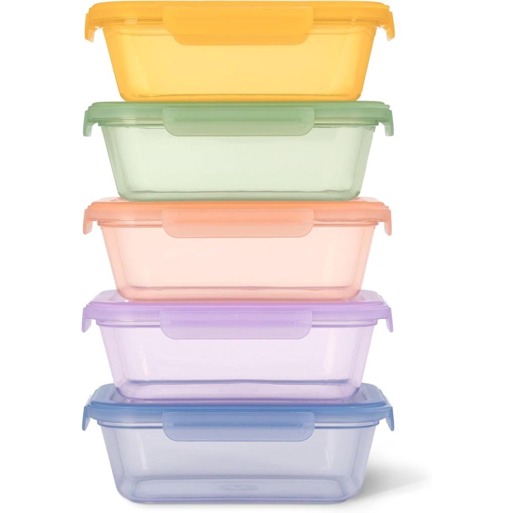 imageEllo Snap ampamp Nest 10Piece 45 Cup Plastic Meal Prep Set Reusable Food Containers for Healthy Eating Freezer Dishwasher Safe SageCactus Blooms