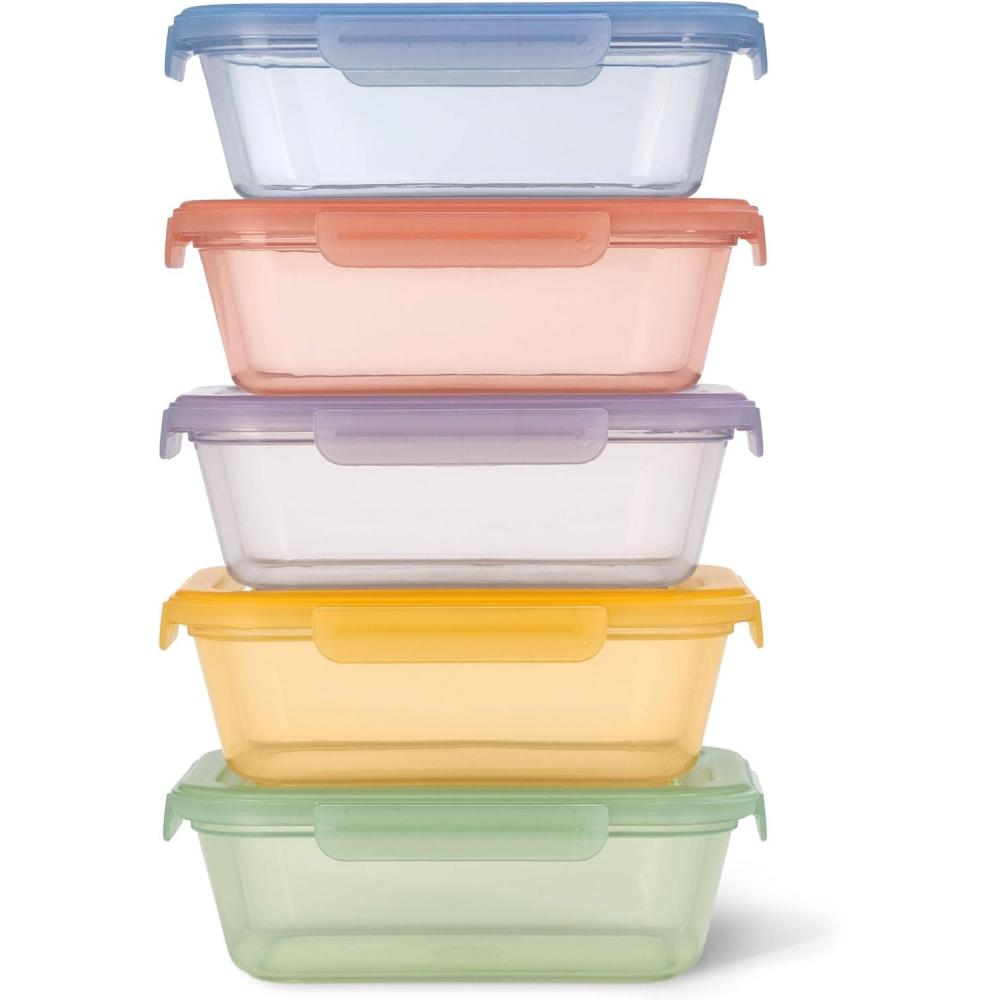imageEllo Snap ampamp Nest 10Piece 45 Cup Plastic Meal Prep Set Reusable Food Containers for Healthy Eating Freezer Dishwasher Safe SageDesert Festival