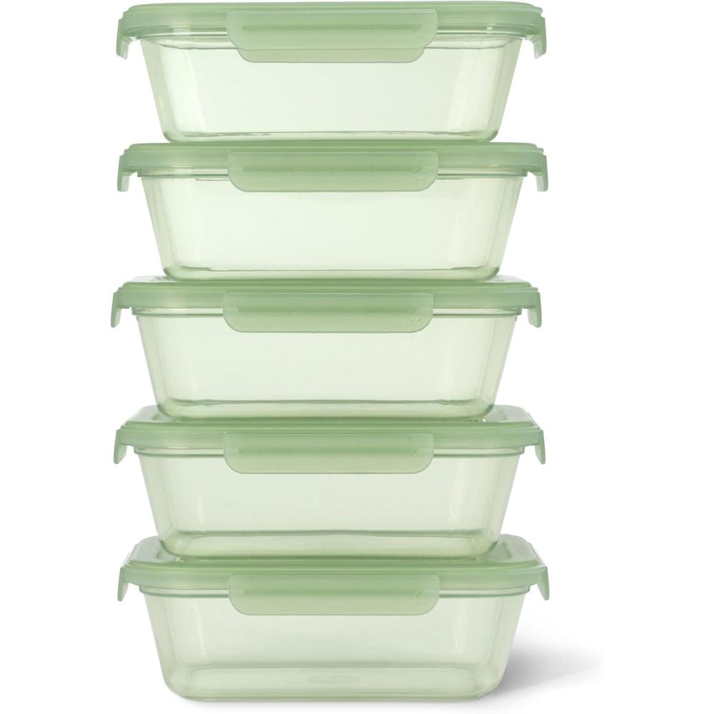 imageEllo Snap ampamp Nest 10Piece 45 Cup Plastic Meal Prep Set Reusable Food Containers for Healthy Eating Freezer Dishwasher Safe SageSage