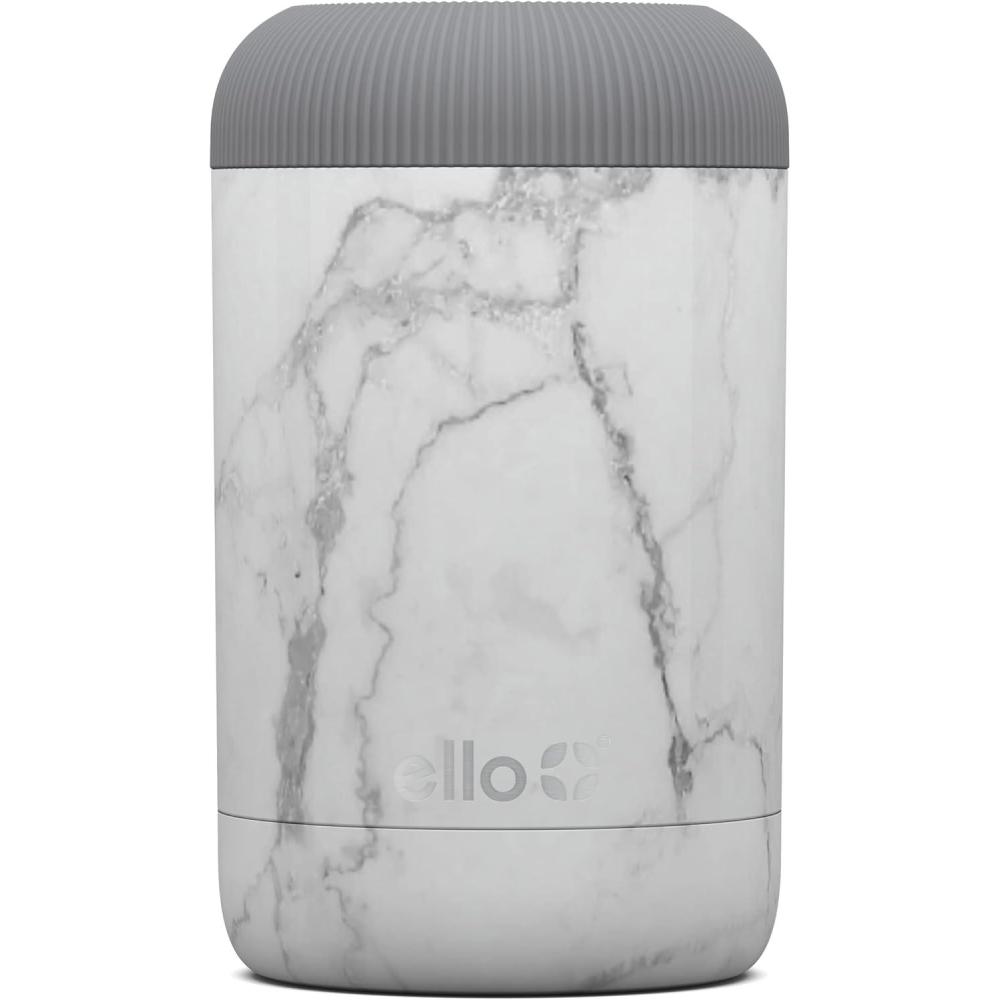 imageEllo Stainless Steel Insulated Can Cooler  Keeps 12oz 16oz Slim Cans and Glass Bottles Cold  Metal Drink Holder Perfect for Beer Soda and Hard SeltzerWhite Marble