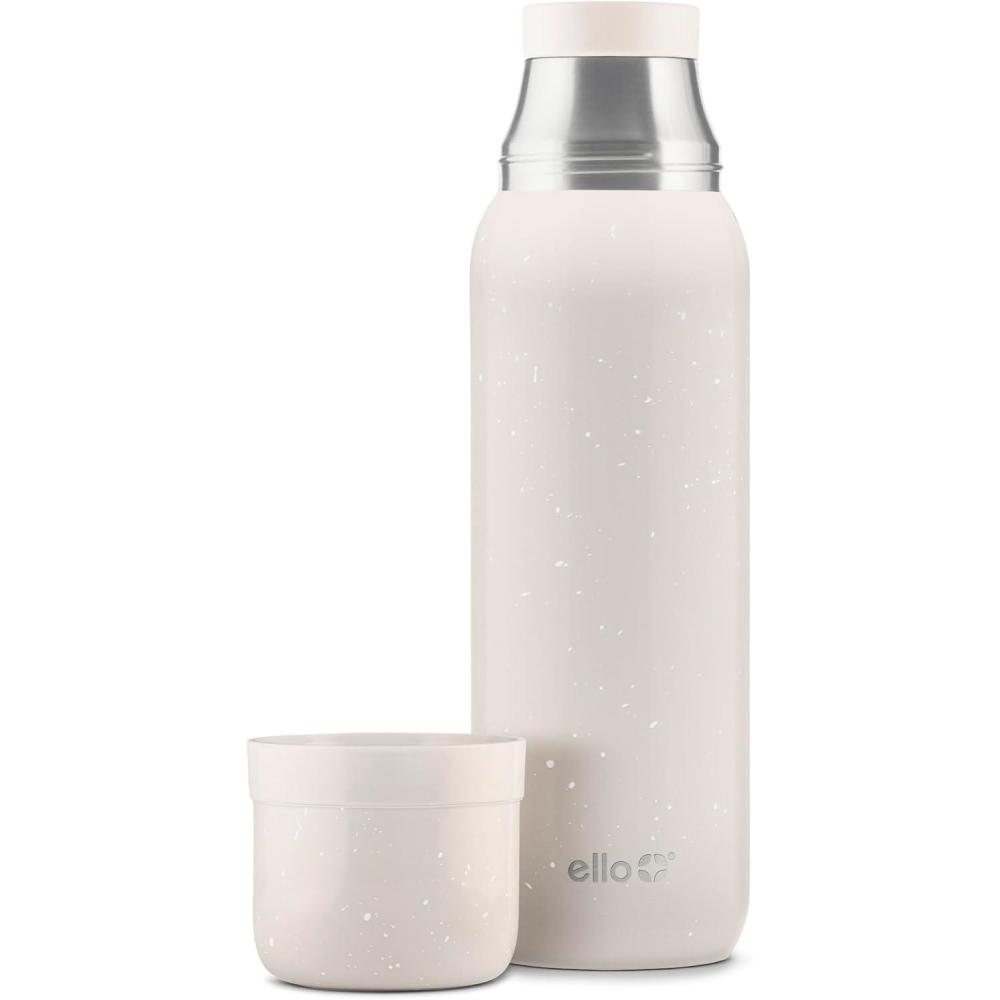 imageEllo Therma 32oz Insulated Stainless Steel Thermos for Hot ampamp Cold Beverages with Leak Proof Lid ampamp Builtin Cup Triple Wall Insulation Hot 24 Hrs Perfect for CoffeeTea Dishwasher Safe GreenCream Speckle