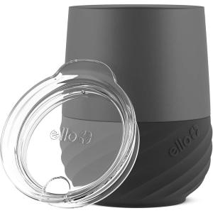 Ello Clink 12oz Vacuum Insulated Stainless Steel Wine Tumbler with Built-in Silicone Protection Coaster, Stemless Wine Cup, Coffee, Tea, Champaign, Cocktail