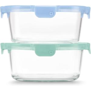 Ello Color Lock 3.4 Cup 10PC, 5 Pack Glass Meal Prep Sets Leak-Proof Glass Food Storage Containers with Airtight BPA-Free Plastic Lids, Dishwasher, Microwave, and Freezer Safe, Purple Rain(Purple Rain)