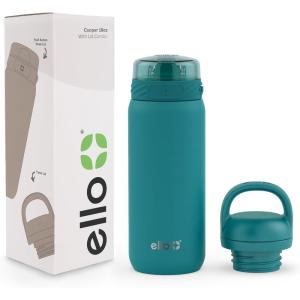 Ello Cooper 22oz Stainless Steel Water Bottle with Straw and Carry Handle, Double Walled and Vacuum Insulated Metal, Leak Proof Locking Lid with Soft Silicone Spout, Reusable, BPA Free, Lilac(Antigua)