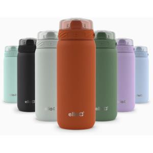 Ello Cooper 22oz Stainless Steel Water Bottle with Straw and Carry Handle, Double Walled and Vacuum Insulated Metal, Leak Proof Locking Lid with Soft Silicone Spout, Reusable, BPA Free, Lilac(Bonfire)