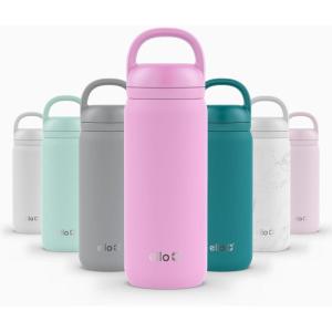 Ello Cooper 22oz Stainless Steel Water Bottle with Straw and Carry Handle, Double Walled and Vacuum Insulated Metal, Leak Proof Locking Lid with Soft Silicone Spout, Reusable, BPA Free, Lilac(Bubblegum)