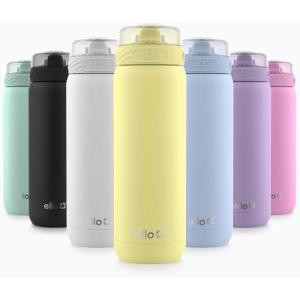 Ello Cooper 22oz Stainless Steel Water Bottle with Straw and Carry Handle, Double Walled and Vacuum Insulated Metal, Leak Proof Locking Lid with Soft Silicone Spout, Reusable, BPA Free, Lilac(Lemonade)