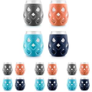 Ello Cru 17oz Stemless Wine Glass Set with Protective Silicone Sleeves, Dishwasher Safe, Cocktail Glass Pack Perfect for Summer Patios and Parties Festive Fun Holiday Gift for Women Men Her Him(Paloma)