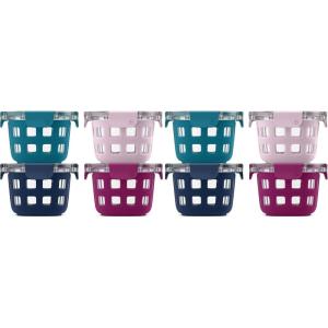 Ello Duraglass 2 Cup Reusable Glass Container Jar with Leak Proof Lids and Protective Silicone Sleeves Perfect for Overnight Oats, Yogurt BPA-Free Dishwasher Safe Evening Orchard (Pack of 8)