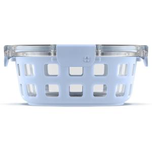 Ello Duraglass Meal Prep Container, 1.75 cup- Glass Food Storage Container with Silicone Sleeve and Airtight BPA-Free Plastic Lid, Dishwasher, Microwave, and Freezer Safe, Cashmere Pink(4 Cup Halogen Blue)