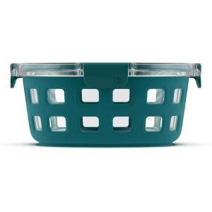 Ello Duraglass Meal Prep Container, 7 cup- Glass Food Storage Container with Silicone Sleeve and Airtight BPA-Free Plastic Lid, Dishwasher, Microwave, and Freezer Safe, Watercress(7 Cup)