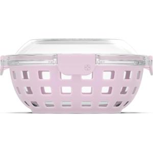 Ello Duraglass Meal Prep Lunch Bowl Container, 5 cup- Glass Food Storage Container with Silicone Sleeve and Airtight BPA-Free Plastic Lid, Dishwasher, Microwave, and Freezer Safe(Cashmere)