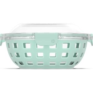 Ello Duraglass Meal Prep Lunch Bowl Container, 5 cup- Glass Food Storage Container with Silicone Sleeve and Airtight BPA-Free Plastic Lid, Dishwasher, Microwave, and Freezer Safe(Yucca)