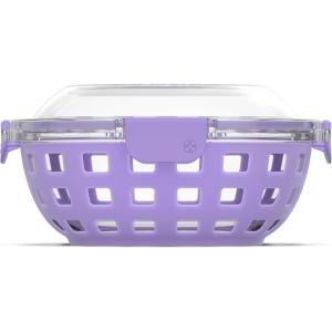 Ello Duraglass Meal Prep Lunch Bowl Container, 5 cup- Glass Food Storage Container with Silicone Sleeve and Airtight BPA-Free Plastic Lid, Dishwasher, Microwave, and Freezer Safe(Lilac)