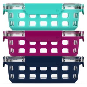 Ello Duraglass Refresh 3.4 Cup Meal Prep Sets 10Pc, 5 Pack Set- Glass Food Storage Container with Silicone Boot and Airtight BPA-Free Plastic Lids, Dishwasher, Microwave and Freezer Safe,Dusk Delight(Mixed Berry)