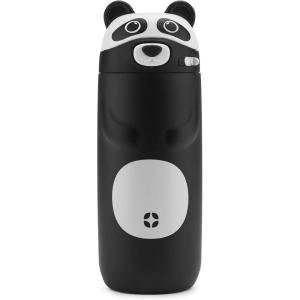 Ello Ellies 12oz Vacuum Insulated Stainless Steel Kids Water Bottle with Straw and Built-in Carrying Handle and Leak-Proof Locking Lid for School Backpack, Lunchbox and Outdoor Sports, Cat(Panda)