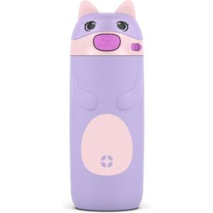 Ello Ellies 12oz Vacuum Insulated Stainless Steel Kids Water Bottle with Straw and Built-in Carrying Handle and Leak-Proof Locking Lid for School Backpack, Lunchbox and Outdoor Sports, Cat(Cat)