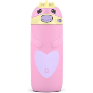 Ello Ellies 12oz Vacuum Insulated Stainless Steel Kids Water Bottle with Straw and Built-in Carrying Handle and Leak-Proof Locking Lid for School Backpack, Lunchbox and Outdoor Sports, Cat(Unicorn)