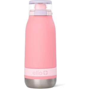 Ello Emma 14oz Vacuum Insulated Stainless Steel Kids Water Bottle with Straw and Built-in Carrying Handle and Leak-Proof Locking Lid for School Backpack, Lunchbox and Outdoor Sports(Sweetheart)