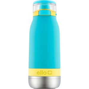 Ello Emma 14oz Vacuum Insulated Stainless Steel Kids Water Bottle with Straw and Built-in Carrying Handle and Leak-Proof Locking Lid for School Backpack, Lunchbox and Outdoor Sports(Sky)