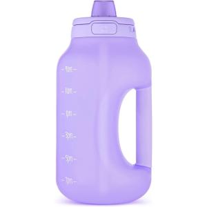 Ello Hydra 64oz Half Gallon Water Jug with Handle and Motivational Time Markers for All Day Hydration, Plastic Reusable Water Bottle with Straw and Locking, Leak Proof Lid, BPA Free(Lilac)