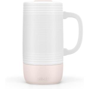 Ello Jane 18oz Ceramic Travel Mug with Handle, Splash-Resistant Slider Lid and Built-in Coaster, Perfect for Coffee and Tea, BPA Free, Dishwasher Safe, Holiday Gift Her Him, Yucca(Sandbar)