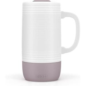 Ello Jane 18oz Ceramic Travel Mug with Handle, Splash-Resistant Slider Lid and Built-in Coaster, Perfect for Coffee and Tea, BPA Free, Dishwasher Safe, Holiday Gift Her Him, Yucca(Mauvewood)