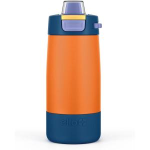 Ello Kids Colby 12oz Stainless Steel Insulated Water Bottle with Straw and Built-In Silicone Coaster Carrying Handle and Leak-Proof Locking Lid for School Backpack, Lunchbox, and Outdoor Sports(Sunset Splash)
