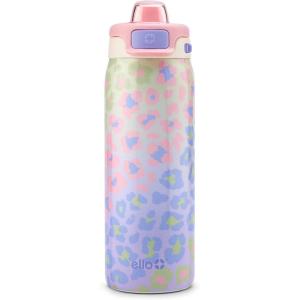 Ello Kids Pop & Fill 18oz Stainless Steel Water Bottle with Quick Fill Technology, Double-Wall Vacuum Insulation, Leak Proof Locking Lid, Sip & Chug, BPA Free, Gifts for Girls Boys, Lighthouse(Cheetah)