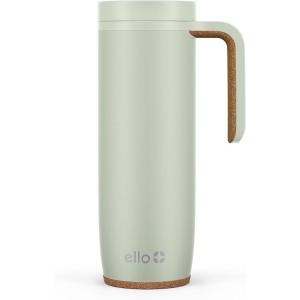 Ello Magnet 18oz Vacuum Insulated Stainless Steel Travel Mug with Side Handle and Leak-Proof Slider Lid and Built-in Coaster, Keeps Hot for 5 Hours(Sage)