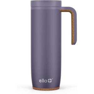 Ello Magnet 18oz Vacuum Insulated Stainless Steel Travel Mug with Side Handle and Leak-Proof Slider Lid and Built-in Coaster, Keeps Hot for 5 Hours(Shadow)