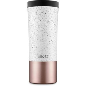 Ello Miri 16oz Vacuum Insulated Stainless Steel Travel Mug, Leak-Proof Slider Lid, Keeps Hot for 5 Hours, Perfect for Coffee or Tea, BPA-Free, Fits Most Cupholders, Holiday Gift, Speckle(Speckle Rosegold)