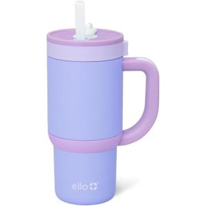 Ello Oasis 30 oz Tumbler with Handle & Retracting Straw | Reusable Insulated Stainless Steel Cup 100% Leakproof, Gifts for Teens Women Men | Keeps cold for 24 Hours, Cup Holder Friendly, Sunrise Glow(Lavender Fields)