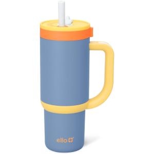 Ello Oasis 30 oz Tumbler with Handle & Retracting Straw | Reusable Insulated Stainless Steel Cup 100% Leakproof, Gifts for Teens Women Men | Keeps cold for 24 Hours, Cup Holder Friendly, Sunrise Glow(Lighthouse)