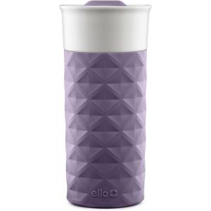 Ello Ogden 16oz Ceramic Travel Mug with Splash-Resistant Slider Lid and Protective Silicone Sleeve, Perfect for Coffee or Tea, BPA-Free, Dishwasher Safe(Deep Purple)
