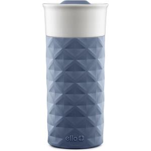 Ello Ogden 16oz Ceramic Travel Mug with Splash-Resistant Slider Lid and Protective Silicone Sleeve, Perfect for Coffee or Tea, BPA-Free, Dishwasher Safe(Evening Blue)