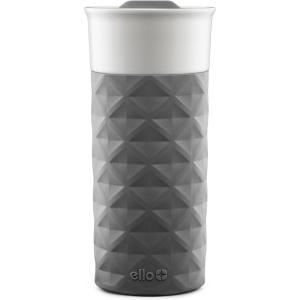 Ello Ogden 16oz Ceramic Travel Mug with Splash-Resistant Slider Lid and Protective Silicone Sleeve, Perfect for Coffee or Tea, BPA-Free, Dishwasher Safe(Gray)